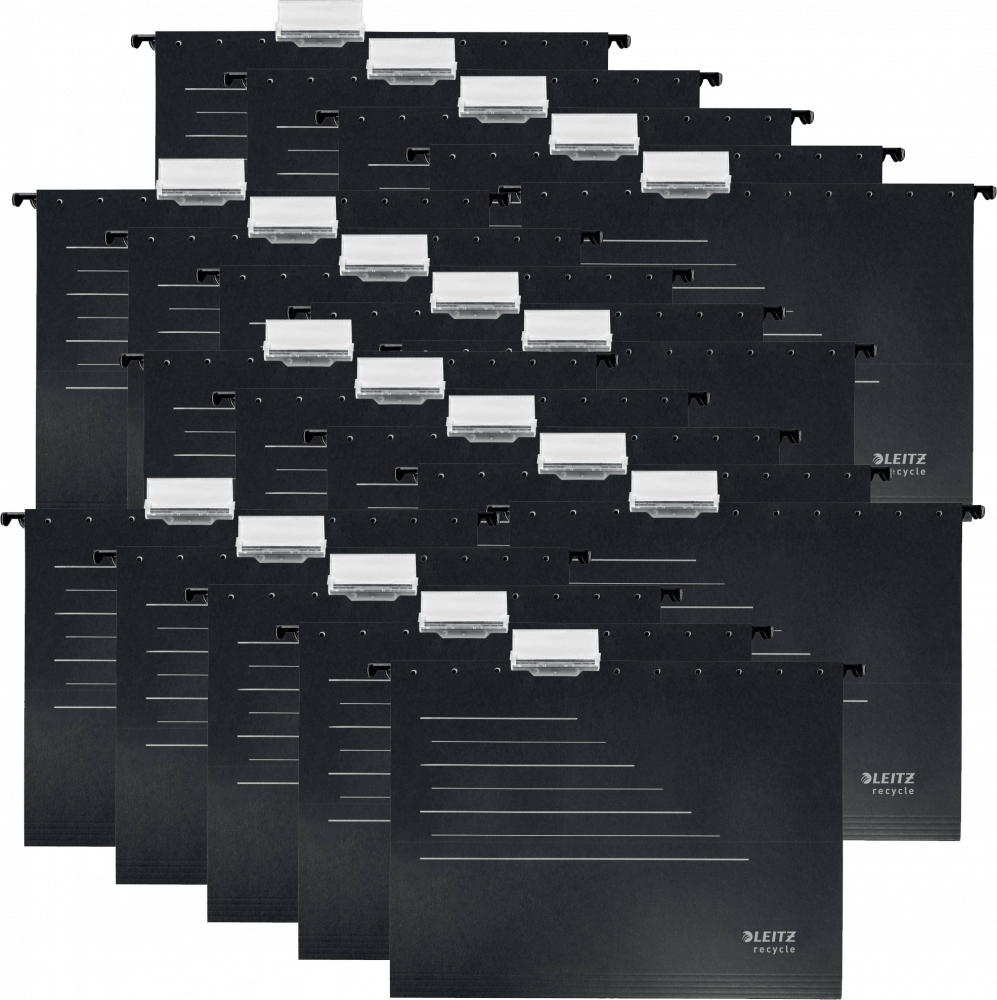 20x Teczka zawieszana kartonowa Leitz Alpha Recycle, A4, 348x260mm, 250g/m2, czarny