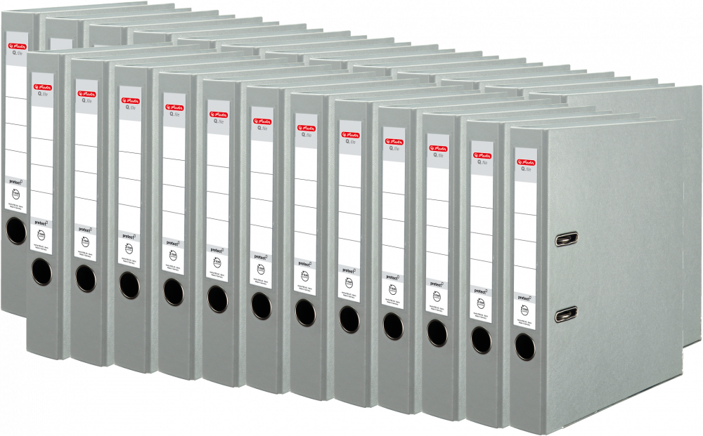 25x Segregator A4 Herlitz Q.file, 50mm, szary