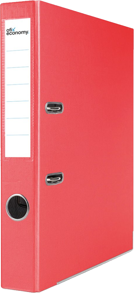 Segregator A4 Ofix Economy, z wyklejką, 50mm, do 350 kartek, czerwony