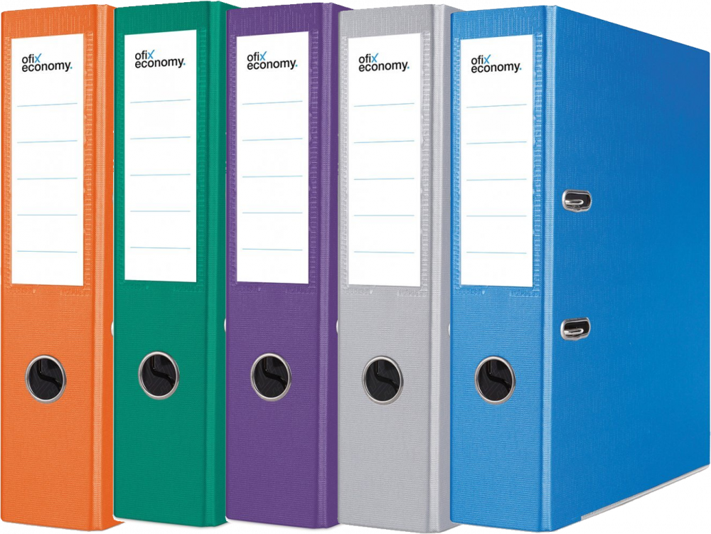Zestaw 5x segregator Ofix Economy, A4, szerokość grzbietu 75mm, do 500 kartek, mix kolorów
