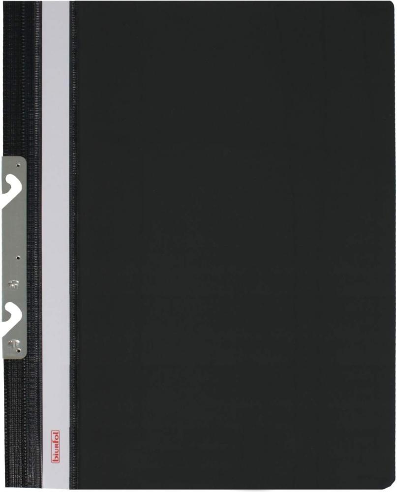 Skoroszyt plastikowy hakowy Biurfol, twardy, A4, do 200 kartek, czarny