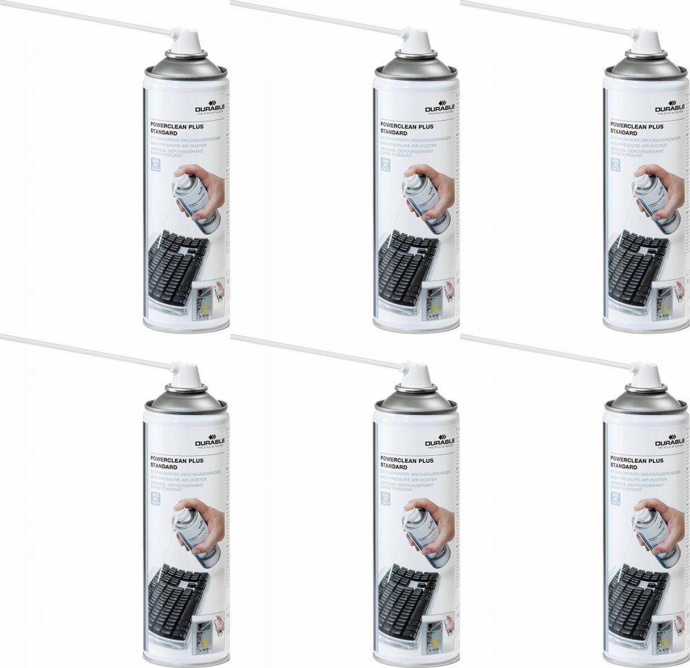 6x Sprężone powietrze Durable Powerclean Plus, 400ml