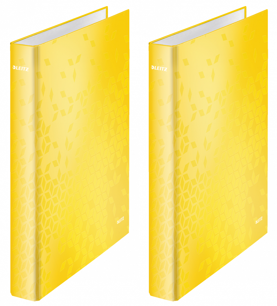 2x Segregator ringowy Leitz Wow, A4, szerokość grzbietu 40mm, 4 ringi, żółty