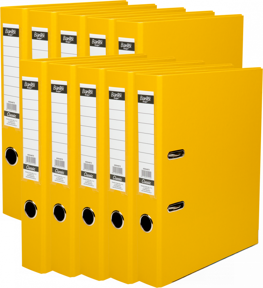 10x Segregator A4 Bantex Budget Classic, 50mm, do 350 kartek, żółty