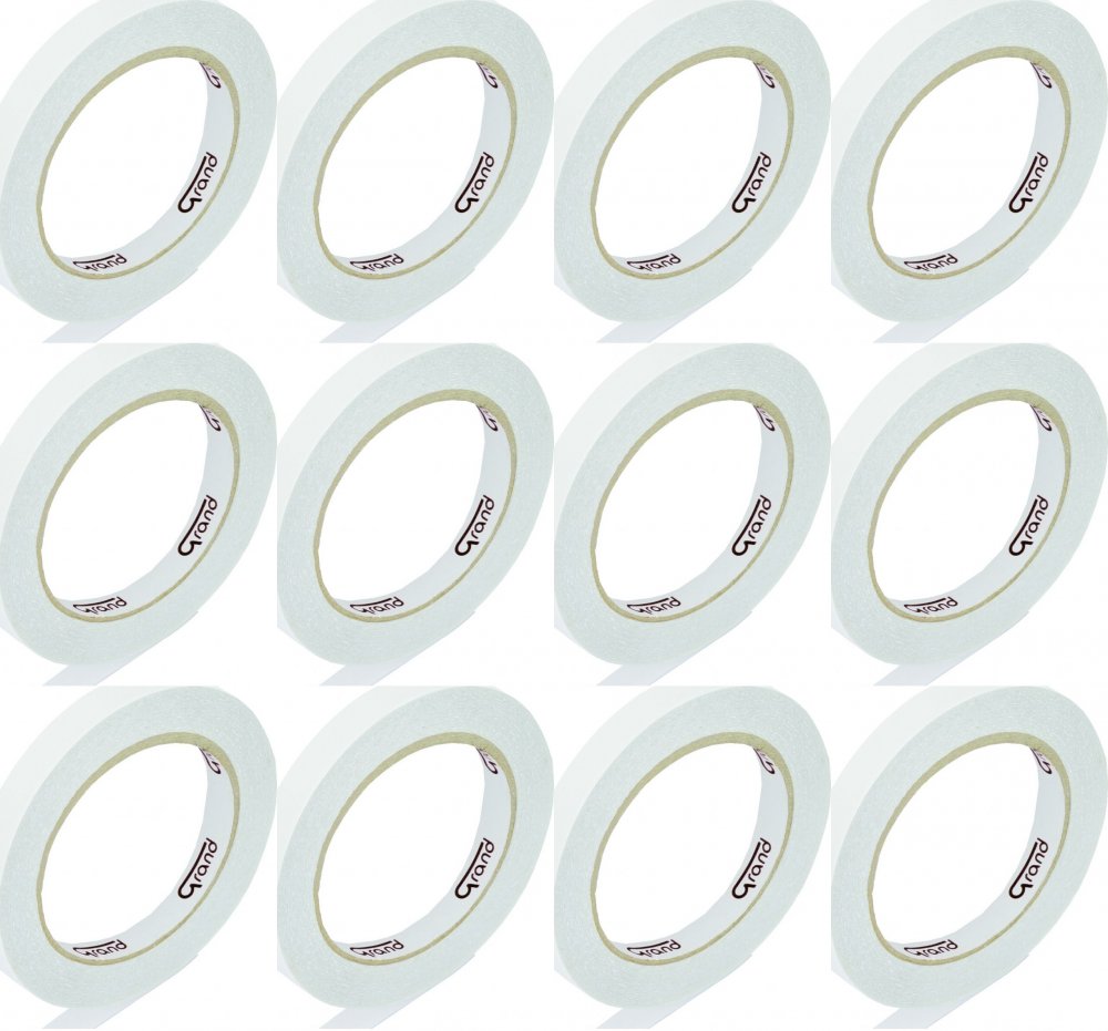 12x Taśma dwustronna Grand, 8mm x 25m, biały