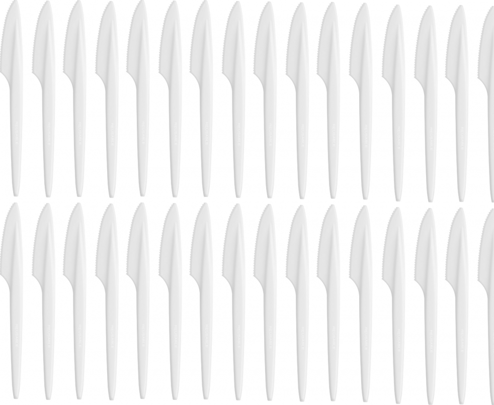 2x Plastikowe noże Bittner Premium, wielorazowe, 17.5cm, 100 sztuk, biały