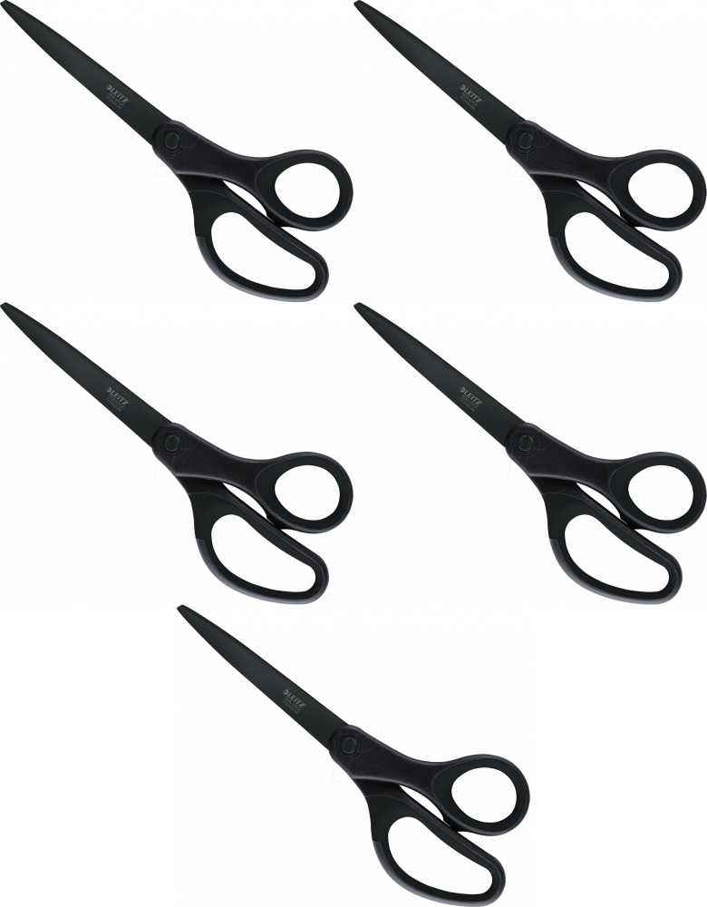 5x Nożyczki Leitz, tytanowe, nieklejące, 20.5cm, czarny