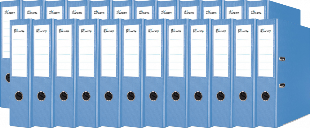 24x Segregator A4 Ofix Economy, z wyklejką, 75mm, do 500 kartek, jasnoniebieski