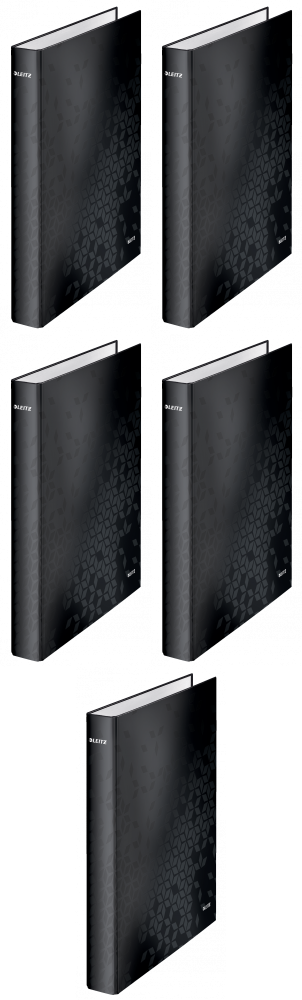 5x Segregator ringowy Leitz Wow, A4, szerokość grzbietu 40mm, 2 ringi, czarny