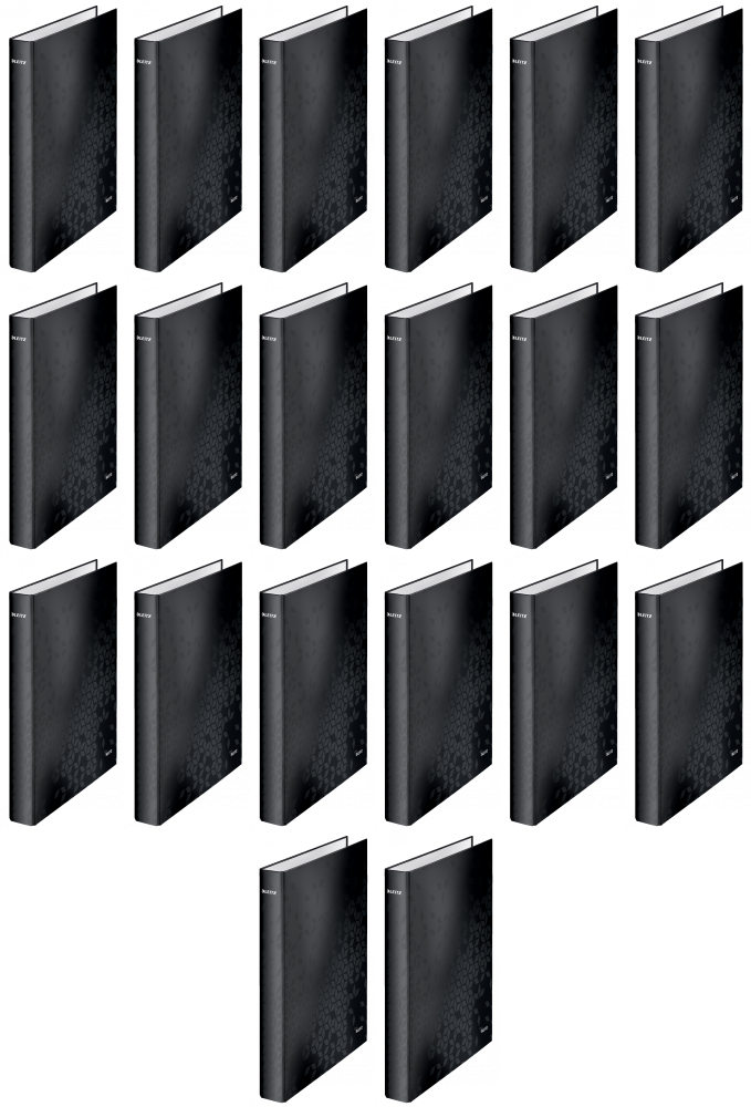 20x Segregator ringowy Leitz Wow, A4, szerokość grzbietu 40mm, 2 ringi, czarny