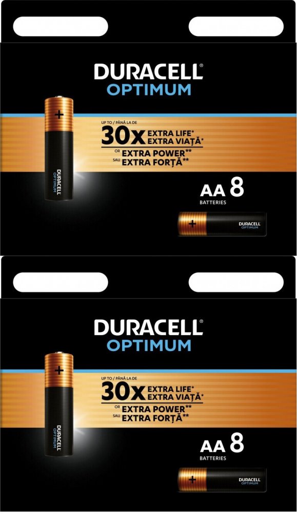 2x Bateria alkaliczna Duracell Optimum, AA, 8 sztuk