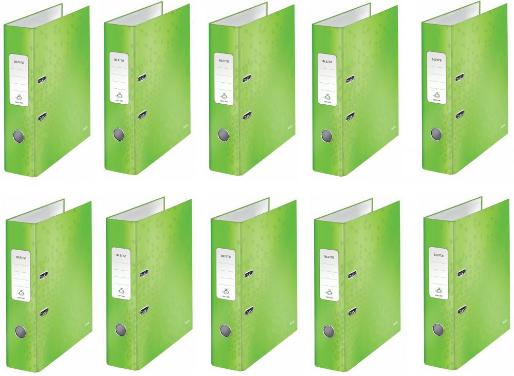 10x Segregator A4 Leitz Wow 180°, 80mm, do 600 kartek, zielony metalik