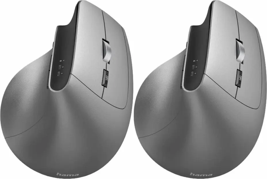 2x Myszka bezprzewodowa Hama EMW-700, pionowa, optyczna, szary/antracyt