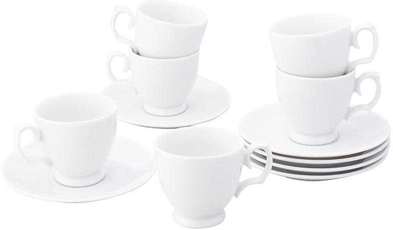 Filiżanka ze spodkiem MariaPaula Ćmielów, do espresso, 100ml, porcelana, 6 sztuk, biały