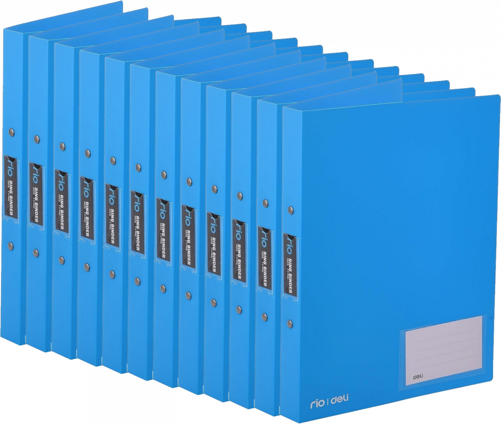 12x Segregator A4 Deli Rio, PP, 2 ringi, z kieszenią, niebieski