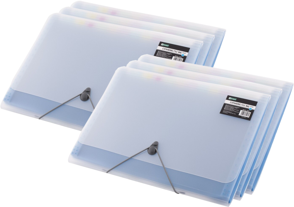 6x Teczka z przegródkami D.Rect 5540, A4, 12 przegródek, niebieski