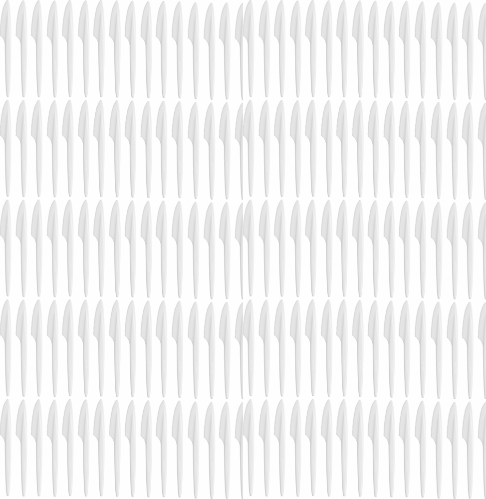 10x Plastikowe noże Bittner Premium, wielorazowe, 17.5cm, 100 sztuk, biały