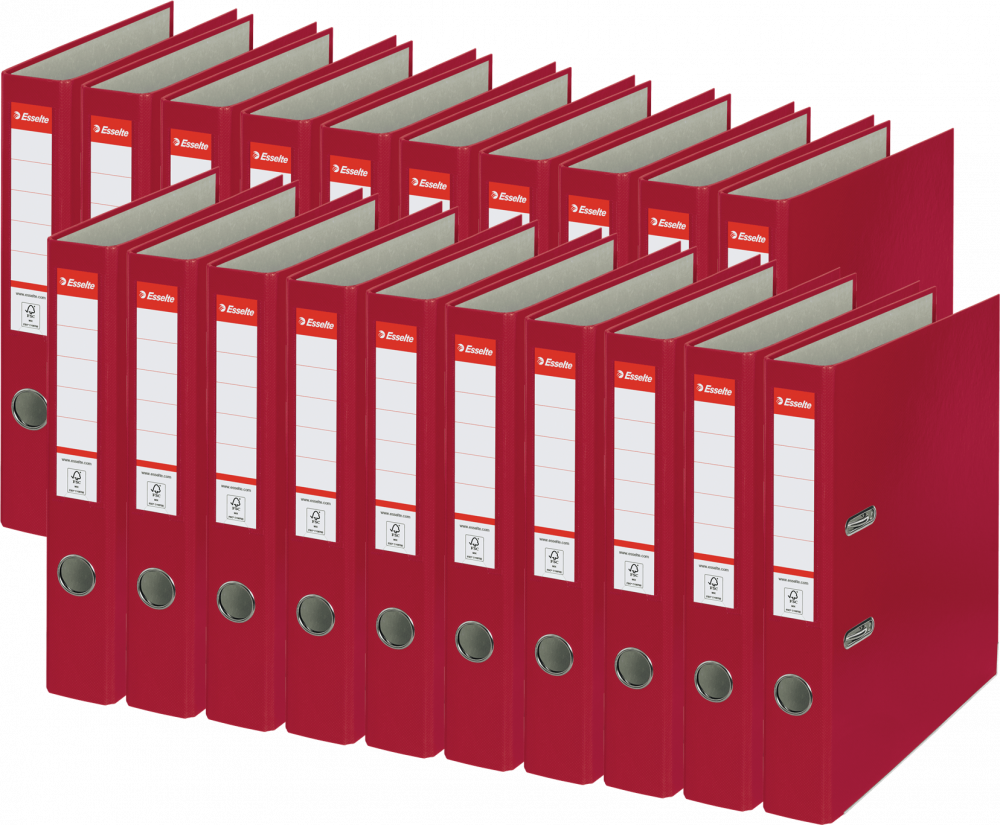 20x Segregator A4 Esselte, 50mm, do 350 kartek, ekonomiczny, bordowy