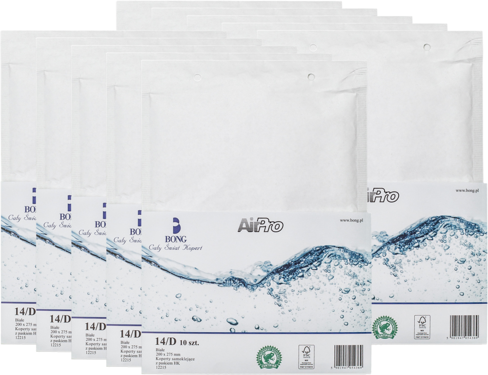 10x Koperta bąbelkowa Bong AirPro, D14, 200x275mm, 10 sztuk, biały