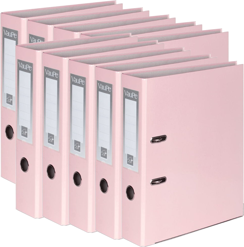 10x Segregator A4 VauPe FCK, szerokość grzbietu 75mm, do 500 kartek, różowy pastelowy