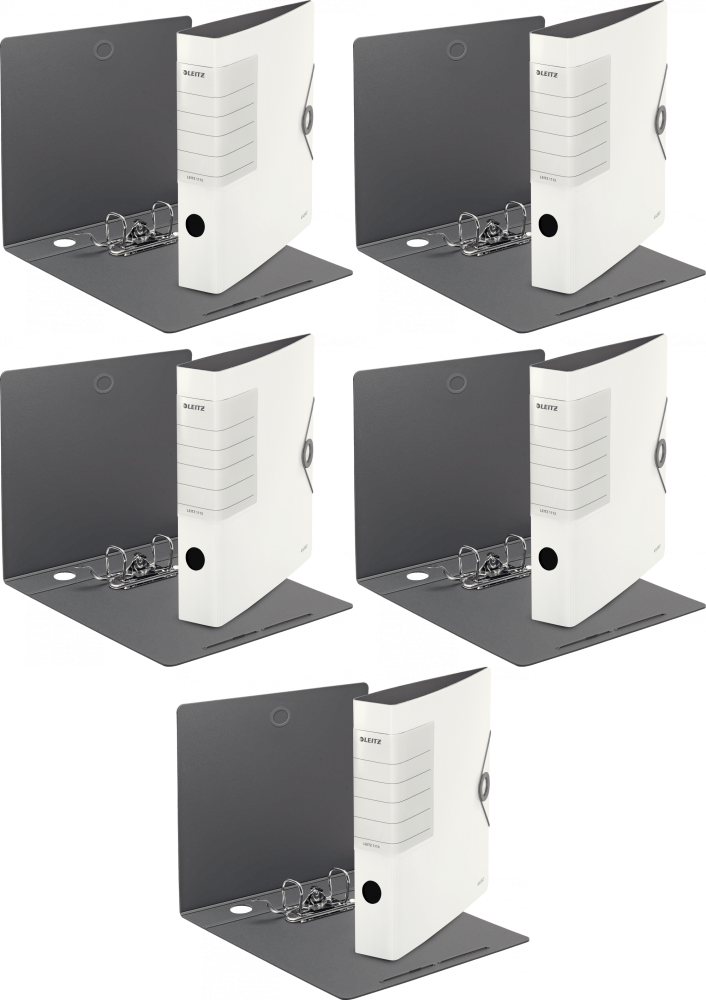 5x Segregator Leitz Active Solid 180°, A4, 62 mm, do 350 kartek biały