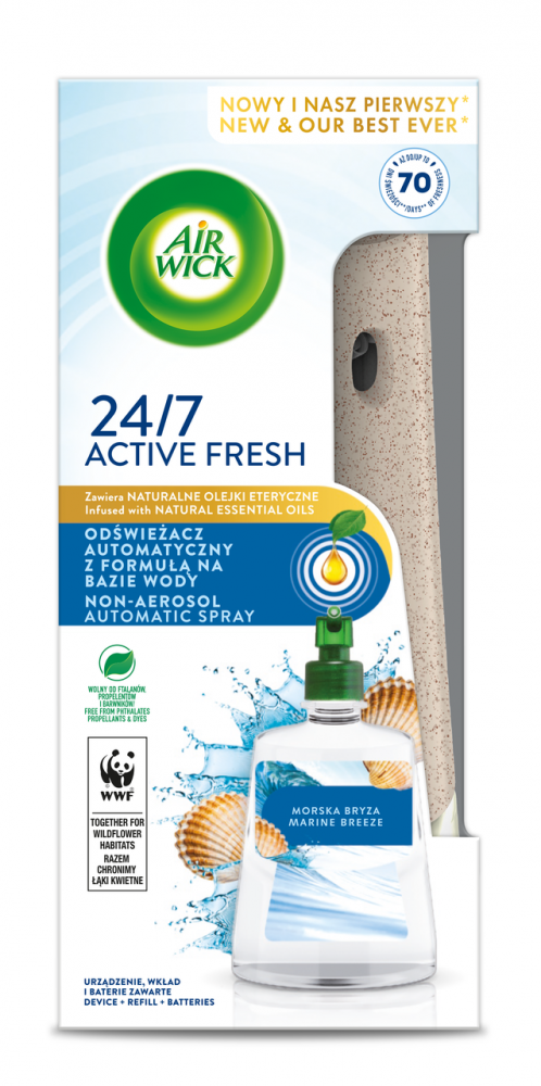 Odświeżacz powietrza Air Wick wkład + urządzenie, Active Fresh, morska bryza, 228ml