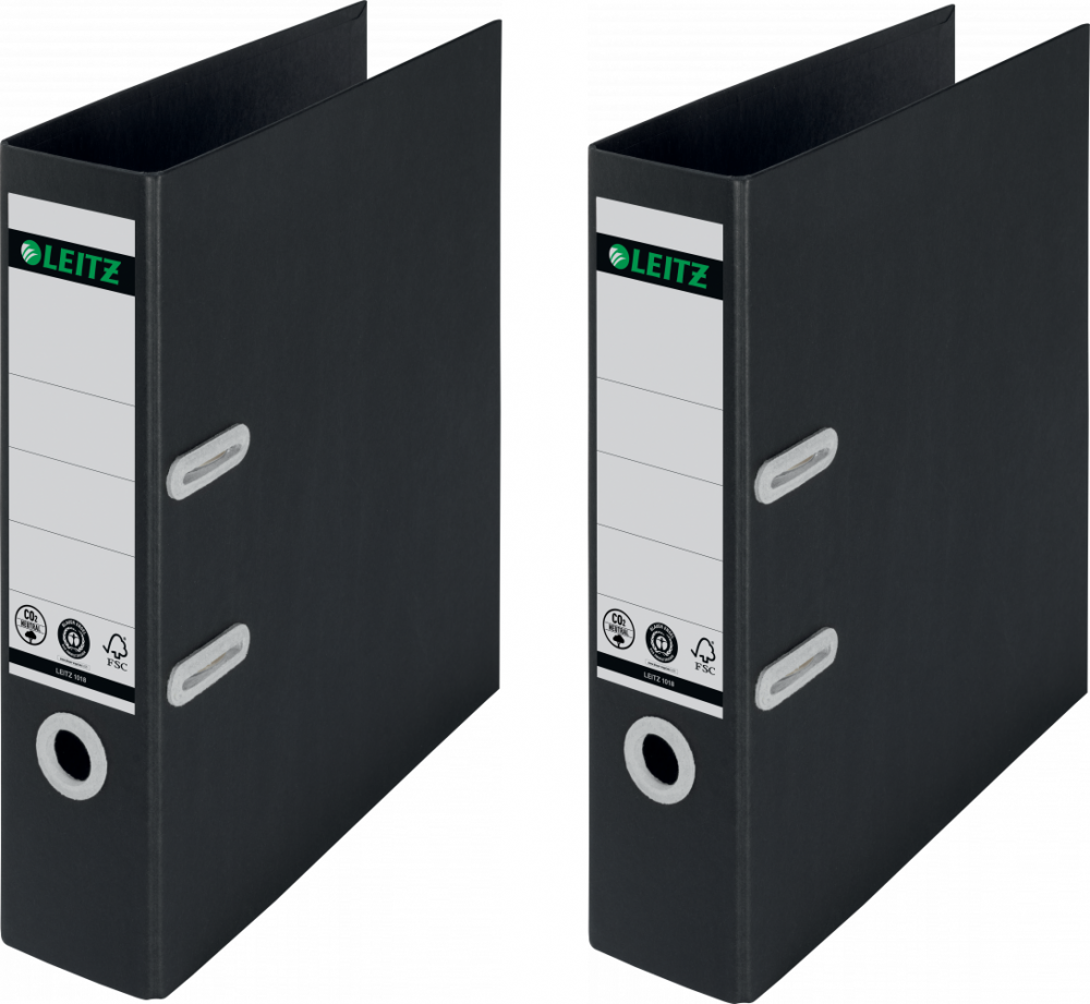 2x Segregator A4 Leitz Recycle 180°, A4, szerokość grzbietu 80mm, do 600 kartek, czarny