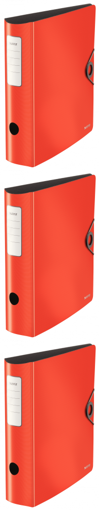 3x Segregator A4 Leitz Solid Active, PP, 82mm, do 500 kartek, jasnoczerwony