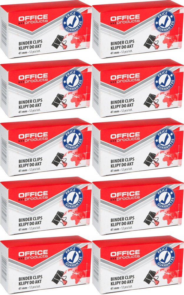 10x Klip biurowy Office Products, 41mm, 12 sztuk, czarny