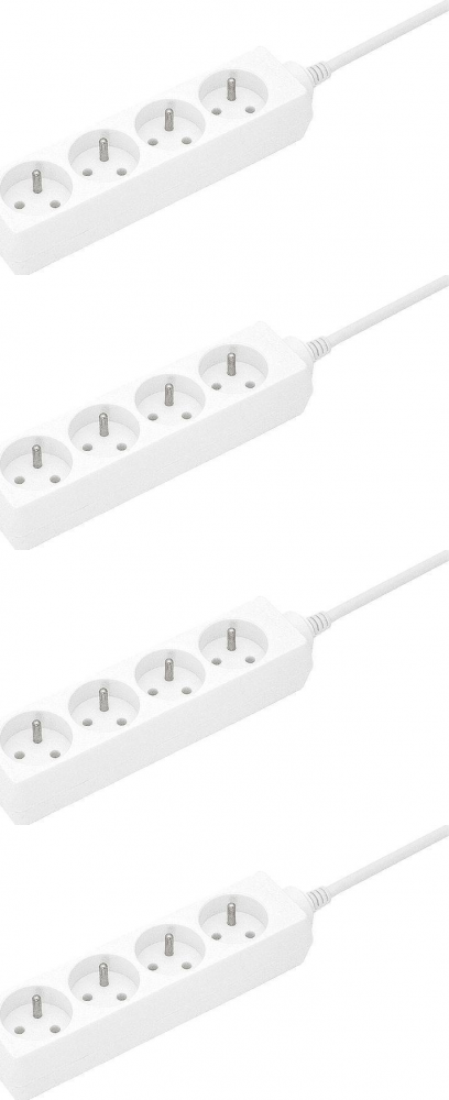 4x Przedłużacz Plastrol, 3m, 4 gniazda, biały