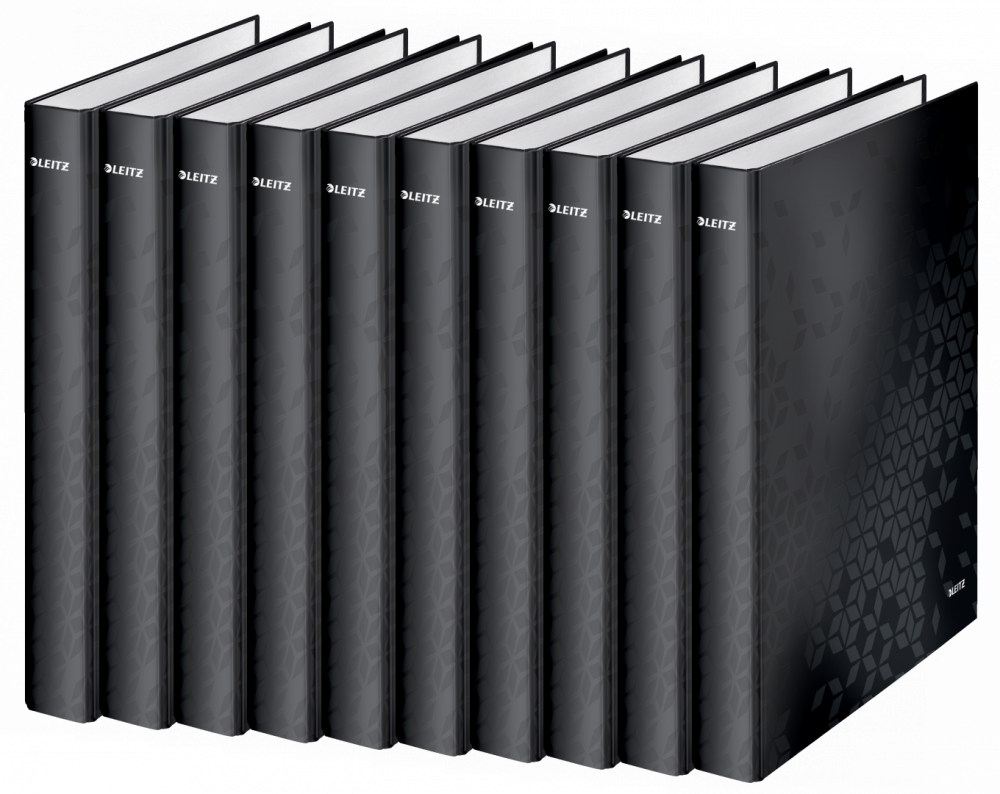 10x Segregator ringowy Leitz Wow, A4, szerokość grzbietu 40mm, 2 ringi, czarny