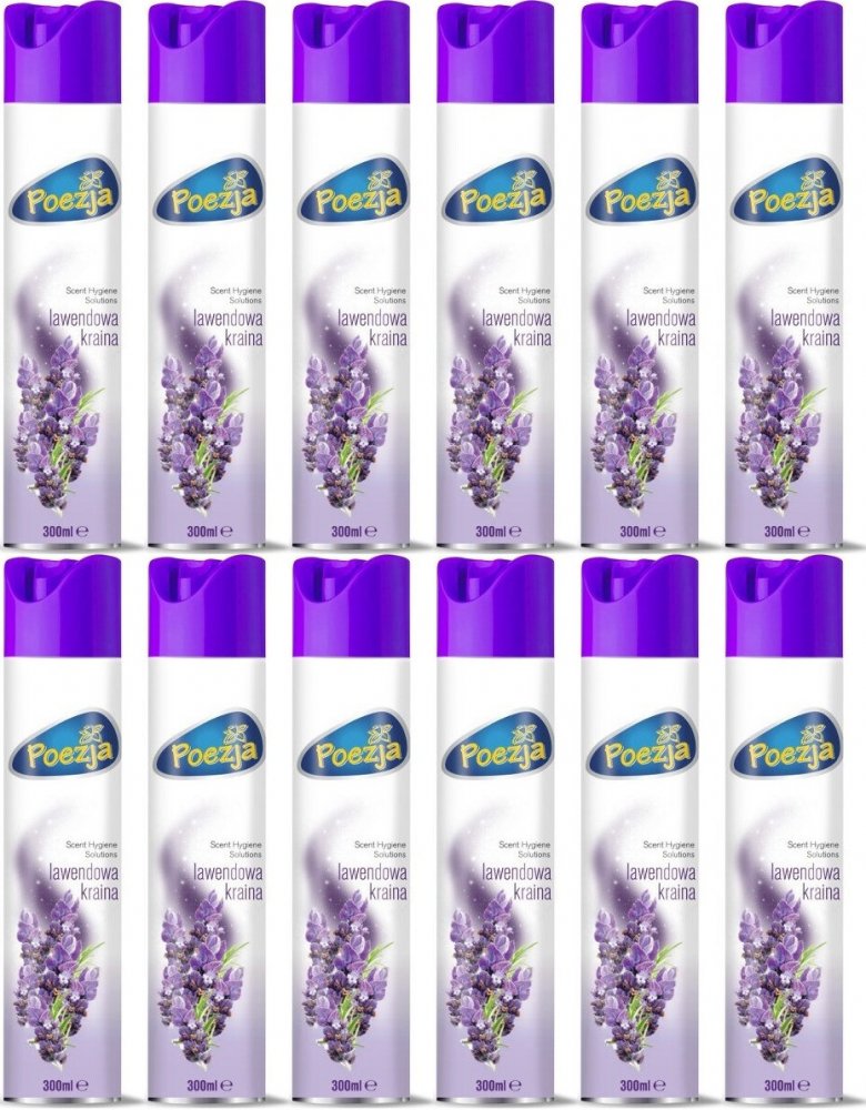 12x Odświeżacz powietrza Poezja, spray, lawendowy, 300ml