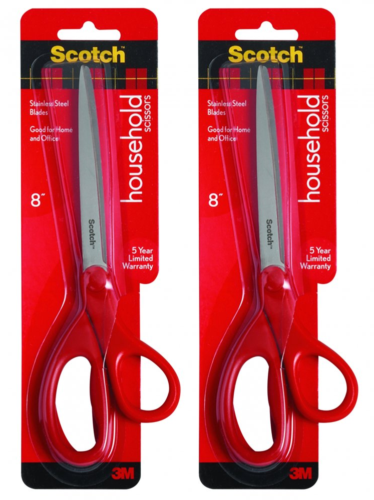 2x Nożyczki biurowe Scotch, uniwersalne, 20.5cm, czerwony