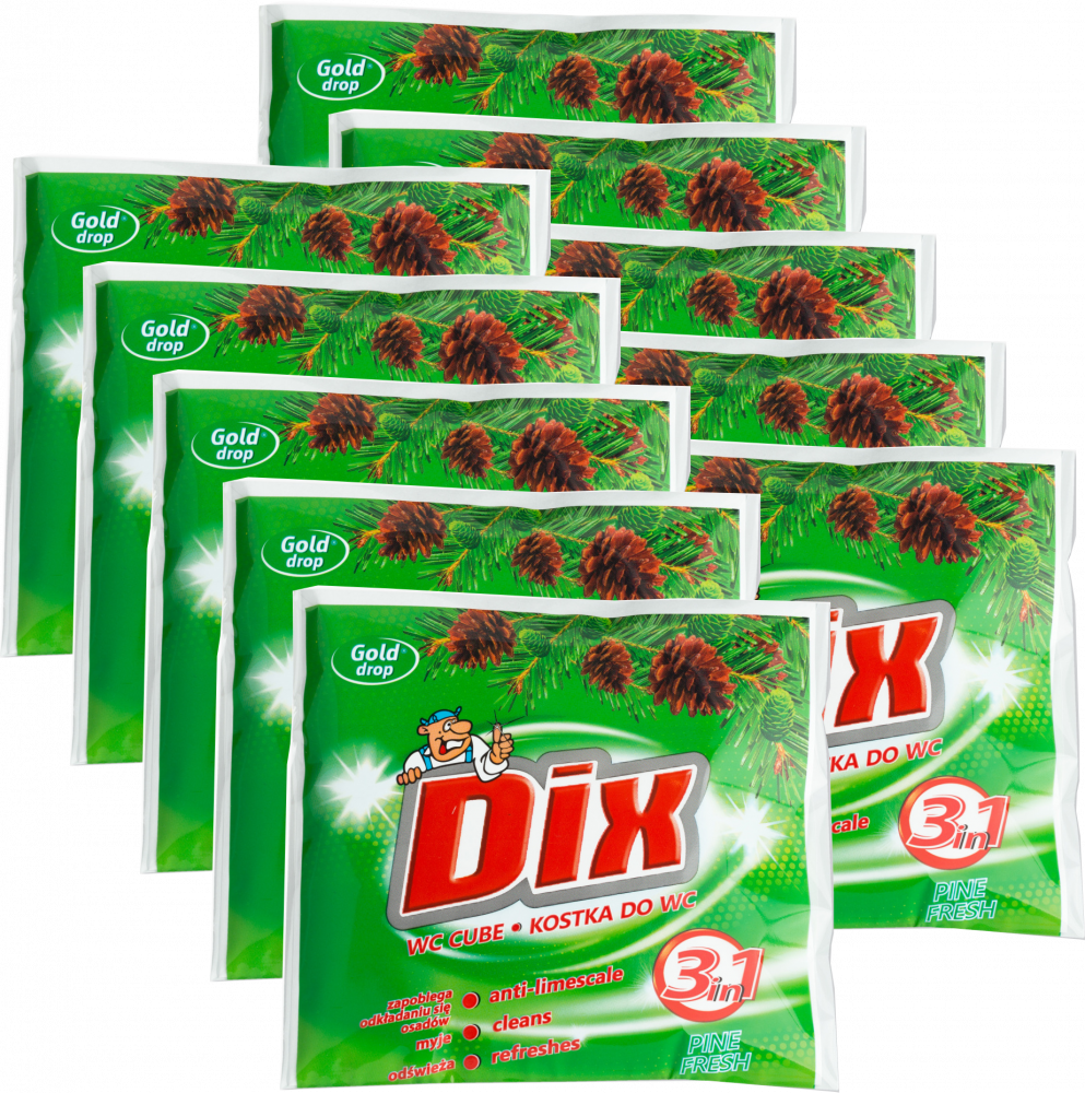 10x Kostka do WC z koszyczkiem Dix Gold Drop, leśny, 35g