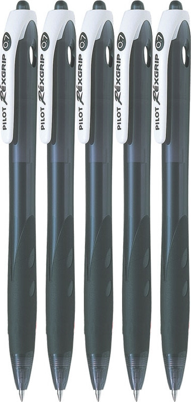 5x Długopis automatyczny Pilot, Rexgrip Begreen, 0.7mm, czarny