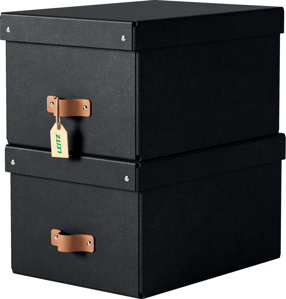 Pudełko do przechowywania Leitz Puro, średnie, 17l, z tektury z recyklingu, 2 sztuki, czarny