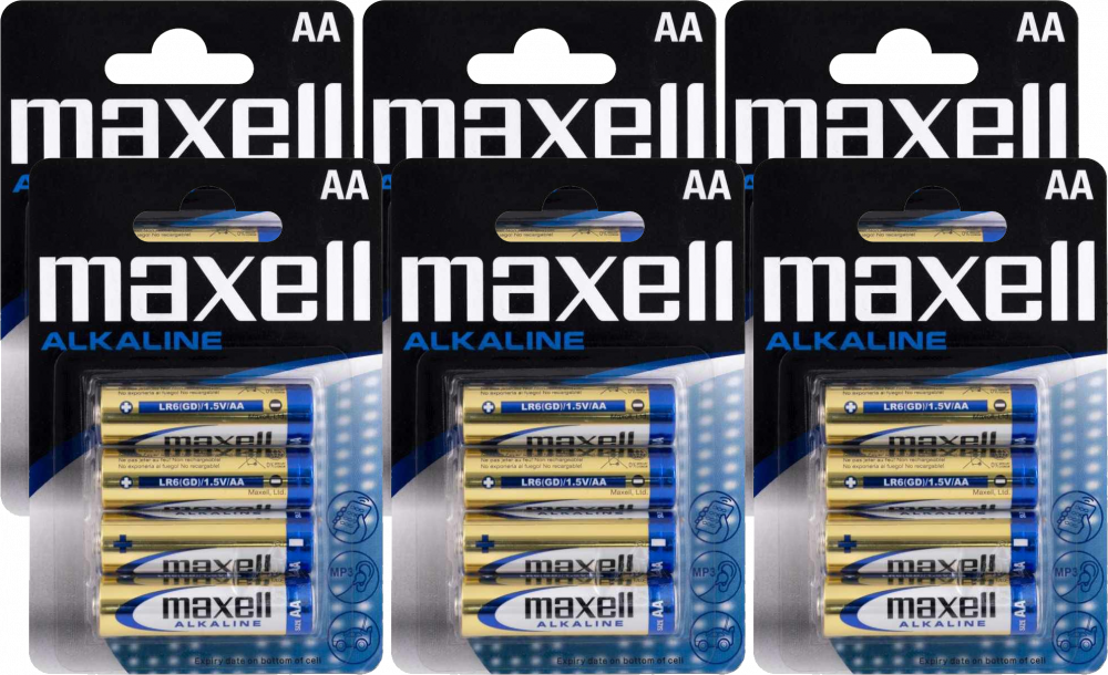 6x Bateria alkaliczna Maxell, AA, 4 sztuki