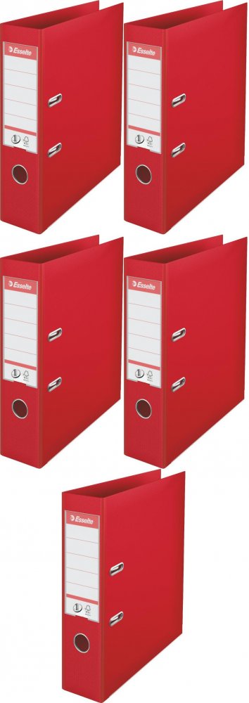 5x Segregator A4 Esselte No.1 Power, 75mm, do 500 kartek czerwony