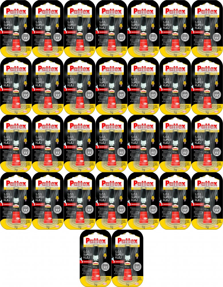60x Klej błyskawiczny uniwersalny Pattex S.O.S. Super Klej, w tubce, 3g