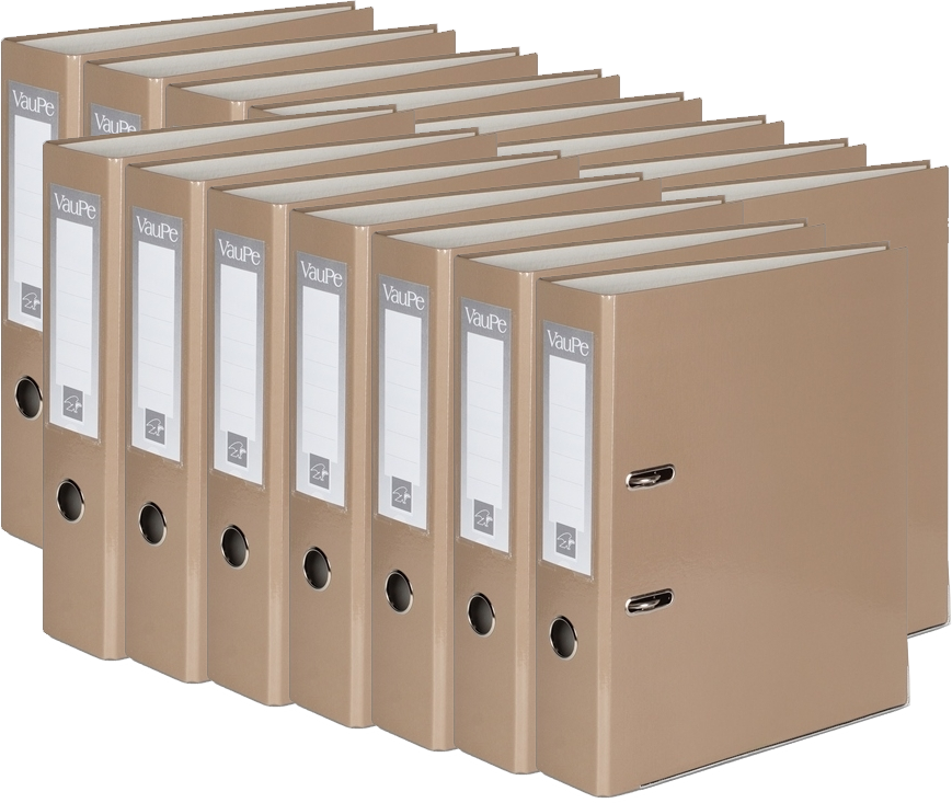 15x Segregator A4 VauPe FCK, szerokość grzbietu 75mm, do 500 kartek, kakaowy
