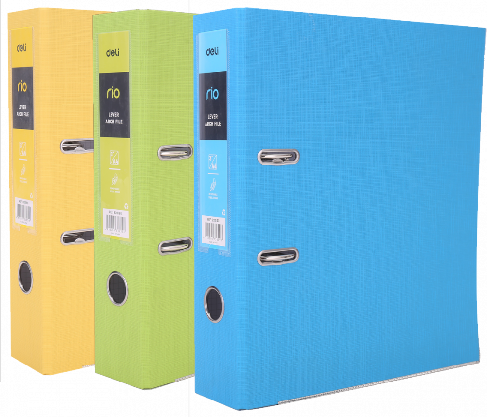 Zestaw: 3x Segregator A4 Deli Rio, 76mm, mix kolorów