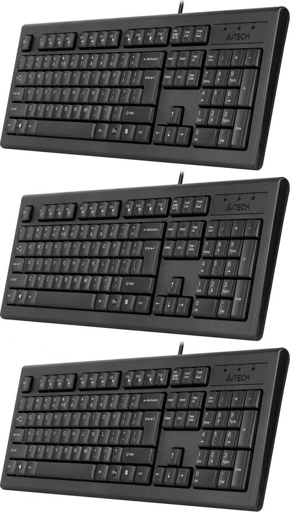 3x Klawiatura przewodowa A4Tech KR-85, czarny