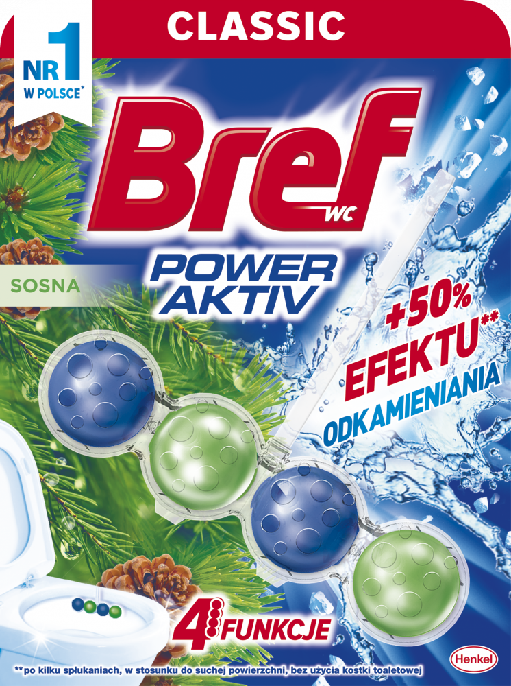 Zawieszka (kulki) do WC Bref, Power Activ Pine, sosna, 50g