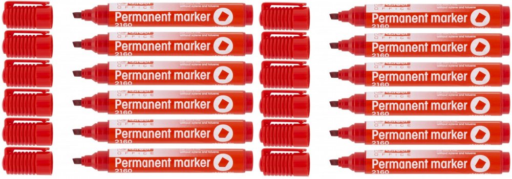 12x marker permanentny D.Rect 2160, ścięta, 1-5mm, czerwony