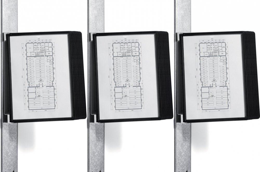 3x System paneli informacyjnych Durable Vario Magnetic Wall 10, ścienny, magnetyczny, A4, 10 paneli, czarny