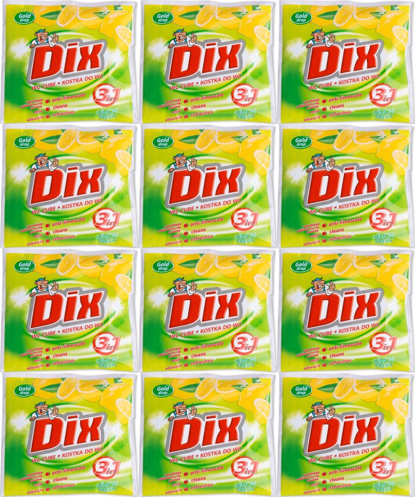 12x Kostka do WC z koszyczkiem Dix Gold Drop, cytrynowy, 35g