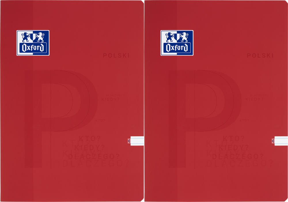 2x Zeszyt przedmiotowy w linie Oxford J. Polski, A4, miękka oprawa, 60 kartek, czerwony