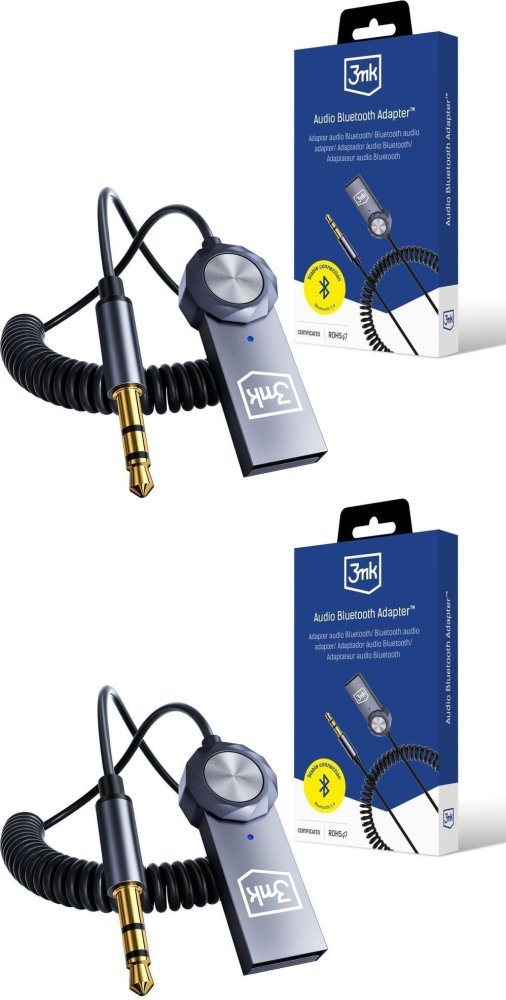2x Transmiter bluetooth 3mk Audio Bluetooth Adapter, z mikrofonem, szary