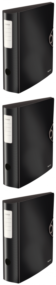 3x Segregator A4 Leitz Solid Active, PP, 82mm, do 500 kartek, czarny