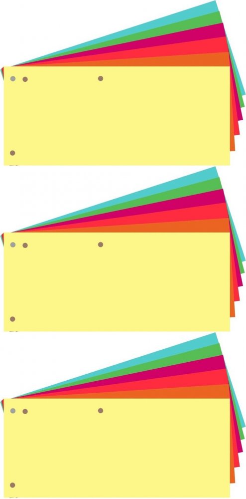 3x Przekładki do segregatora Tres, 1/3 A4, kartonowe, 100 kart, mix kolorów